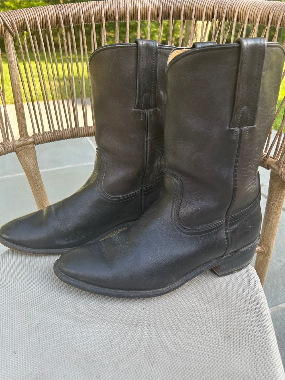 Vintage Men’s Frye Black Leather Roper Boots - Size 9